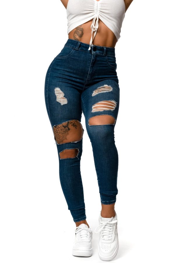 Shop Regular V2 Super Ripped High Waisted Fitjeans Azure Blue Exclusive Design S All The 2106